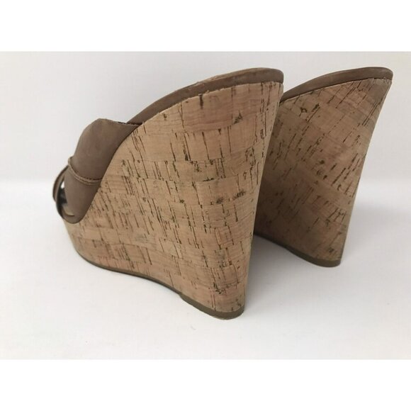 Nine West 'Likemer' Tan Leather Slip-On Wedge Sandal Women Size 10 - Picture 7 of 7